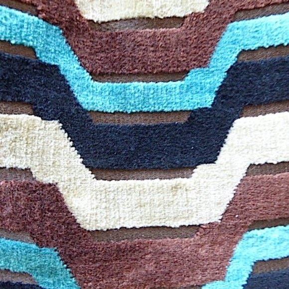 MORRIS MOSKOWITZ blue black cream TAPESTRY cut VELVET lucite handle BAG Vintage - Picture 3 of 6